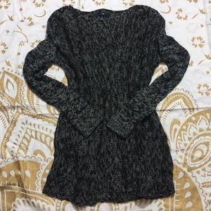 GAP Crew Neck Heather Black Light Stitch Sweater